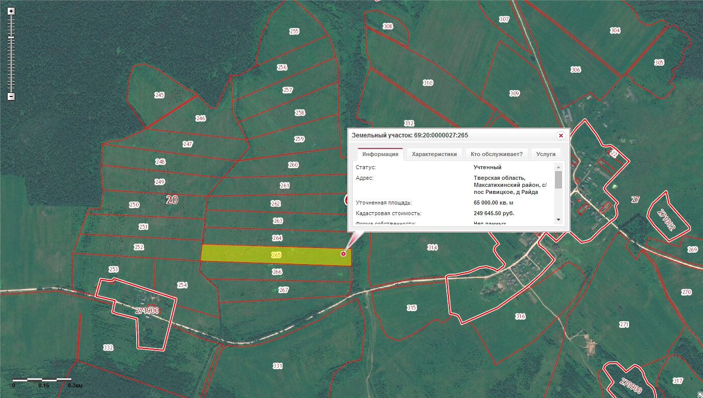 Карта с участками земли